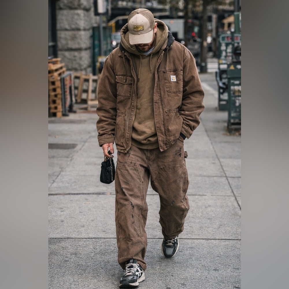 Carhartt Men's Brown Distressed Carpenter Pants